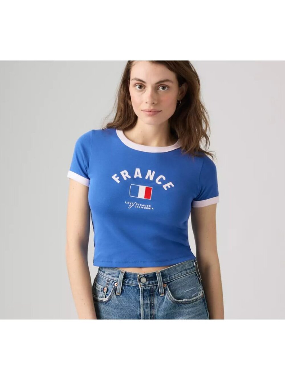 New Levi's M World Cup France Mini Ringer Crop Tee Medium Regular